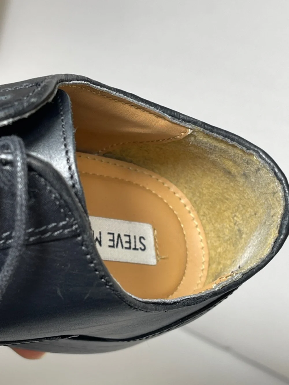 Steve Madden Men's Black Leather Cap-Toe Oxfords Size 8.5